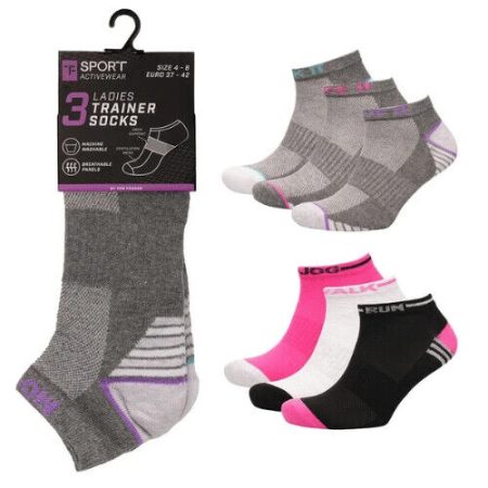 Womens Ladies 6, 9, 12 Pack Sports Trainer Socks Breathable Panels Size 4-8 UK
