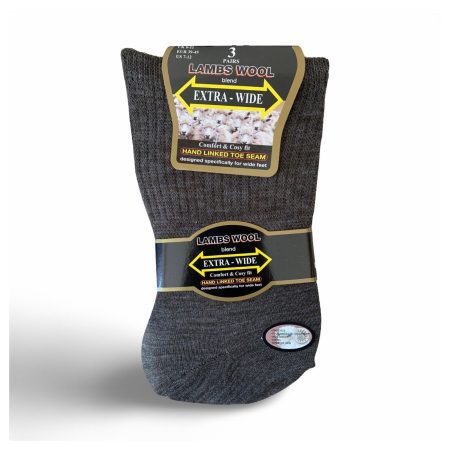 Mens Extra Wide Lambs Wool Blend Non Elastic Loose Wide Fitting Top Socks 6-11